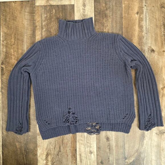 POL Distressed Chunky Knit Mock Neck Sweater Whimsigoth Grunge Chenille Small - Picture 5 of 8